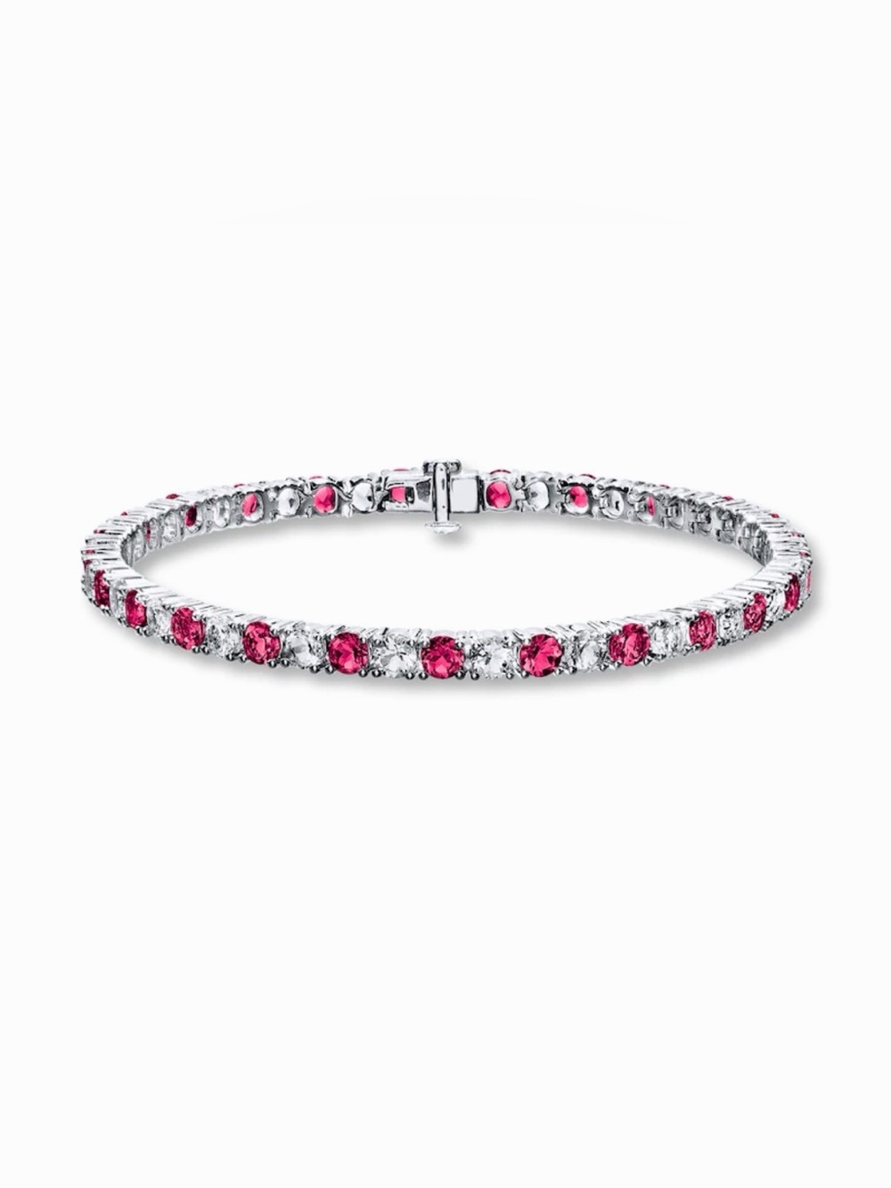 Jared Lab Created Ruby & White Sapphire Tennis Bracelet Sterling Silver